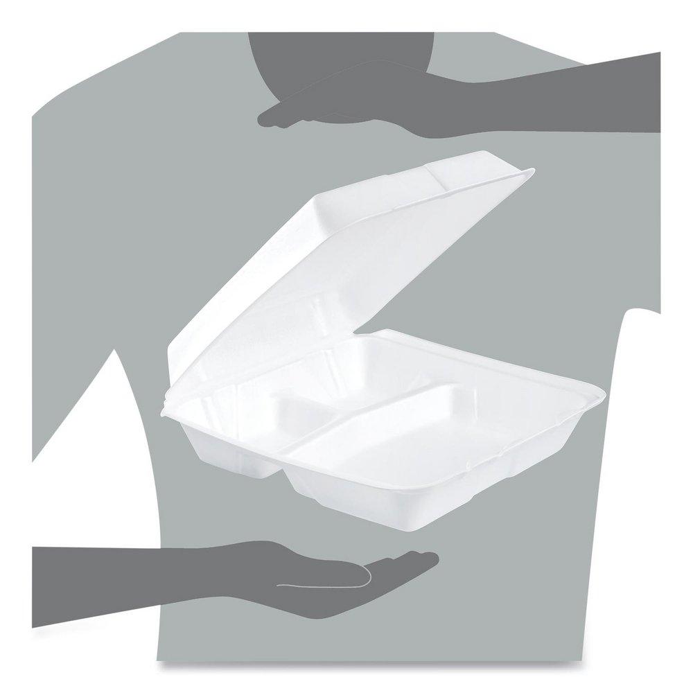 3 Compartment Hinged Foam Tray (200 Count) 
