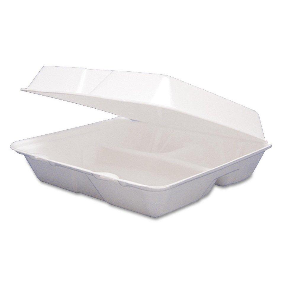 3 Compartment Hinged Foam Tray (200 Count) 