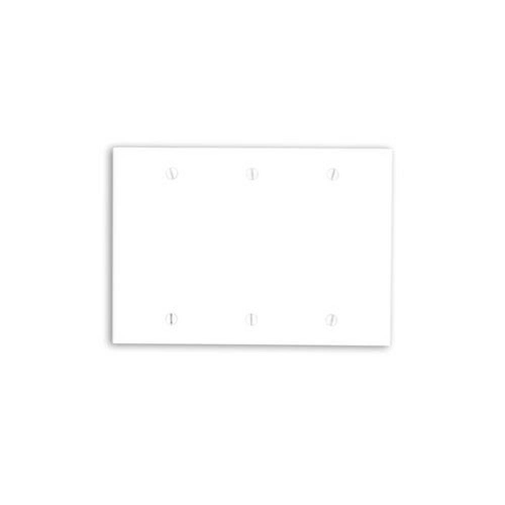 3-Gang Blank Wall Plate &ndash; Standard Size, White Thermoset 