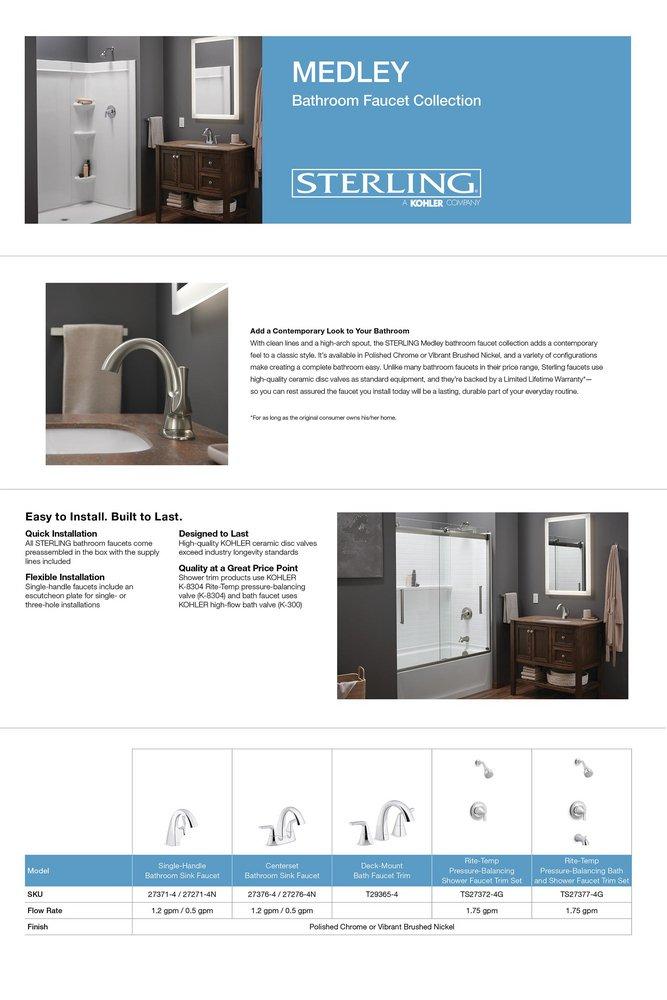 Sterling Polished Chrome Two Handle Roman Tub Faucet Only (Trim Only) 