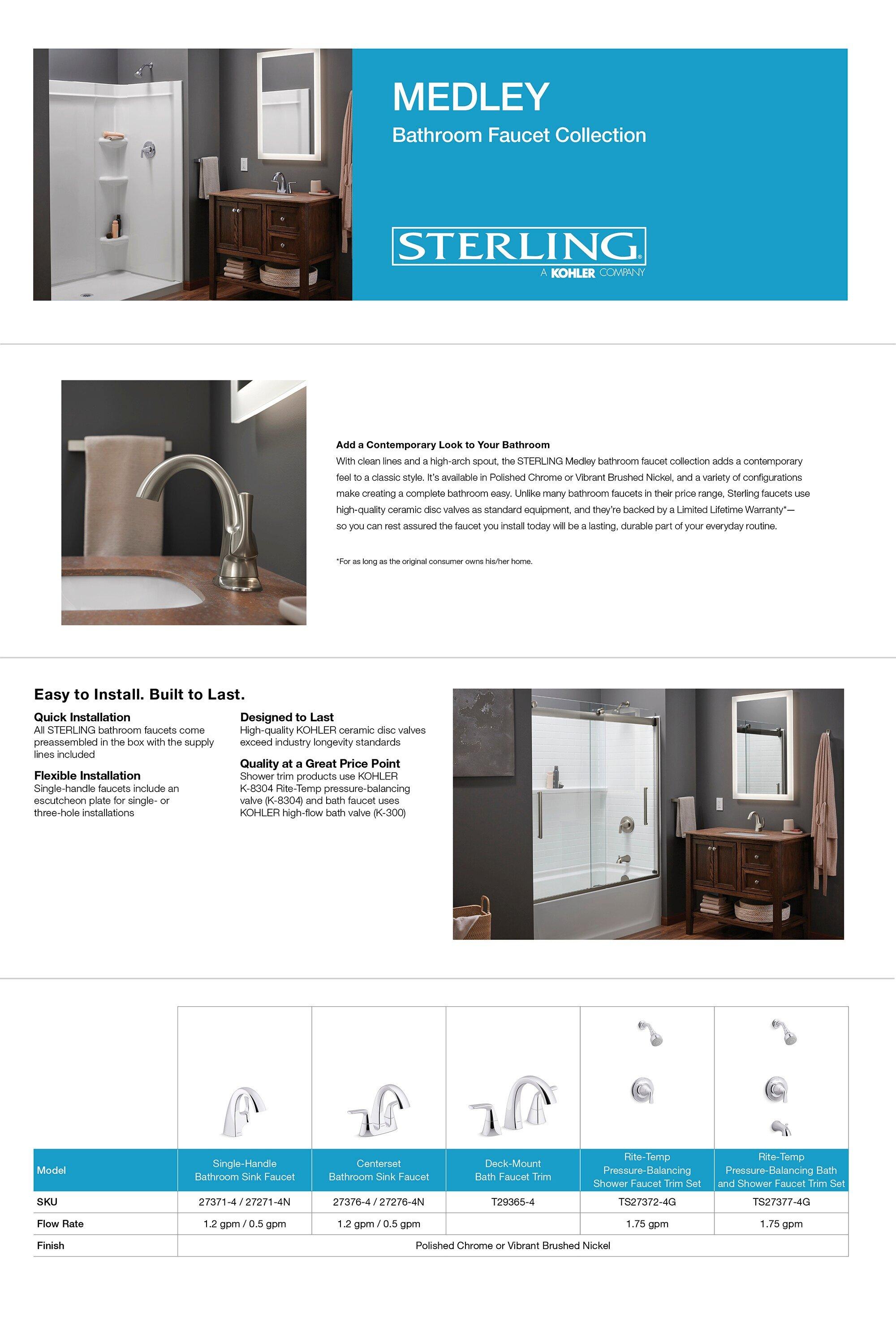 Sterling Polished Chrome Two Handle Roman Tub Faucet Only (Trim Only) 