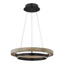 Visual Comfort & Co. Modern Matte Black/Weathered Oak 3-4/5 x 24 in. 123.6W 1-Tier 1-Light Integrated LED Contemporary and Transitional Chandelier 