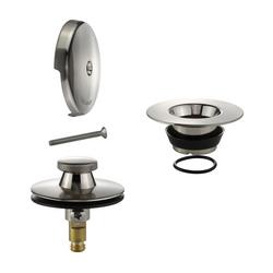 Universal Lift & Turn Stopper with 1-Hole Overflow Plate in Satin Nickel