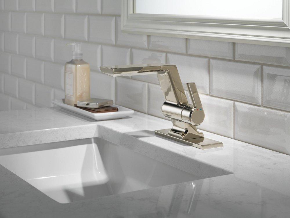 Single Handle Monoblock Bathroom Sink Faucet in Lumicoat Polished Nickel 