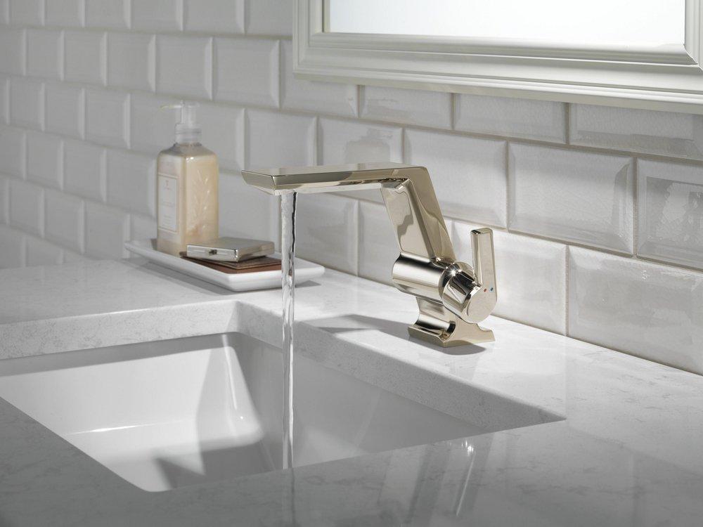 Single Handle Monoblock Bathroom Sink Faucet in Lumicoat&reg; Polished Nickel 