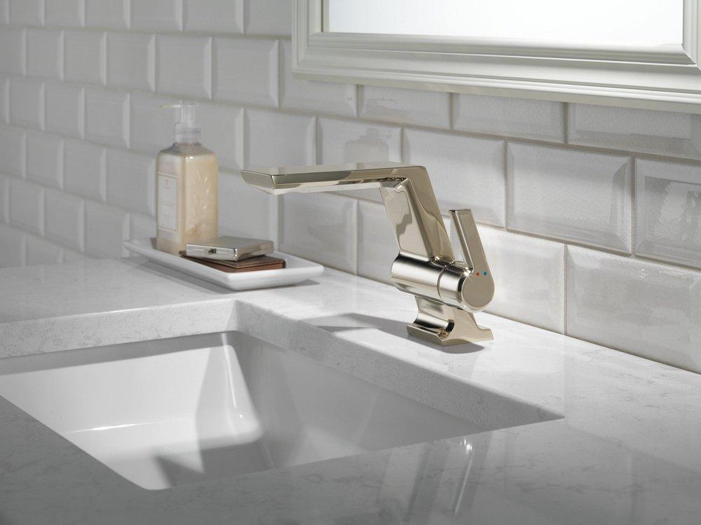 Single Handle Monoblock Bathroom Sink Faucet in Lumicoat&reg; Polished Nickel 