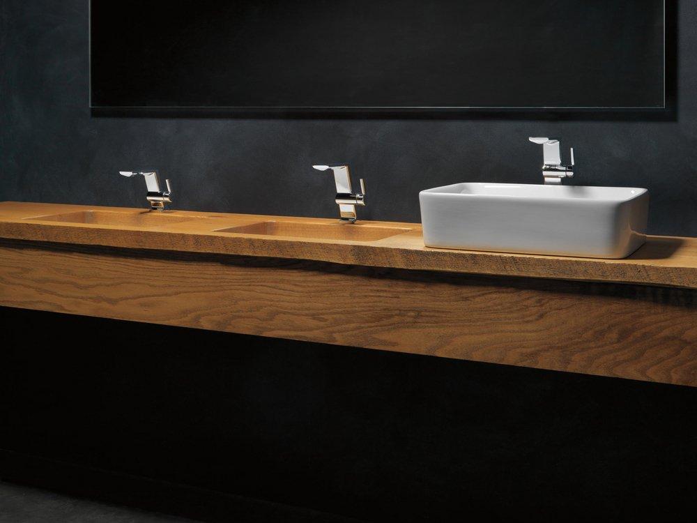 Single Handle Monoblock and Vessel Filler Bathroom Sink Faucet in Lumicoat Chrome 