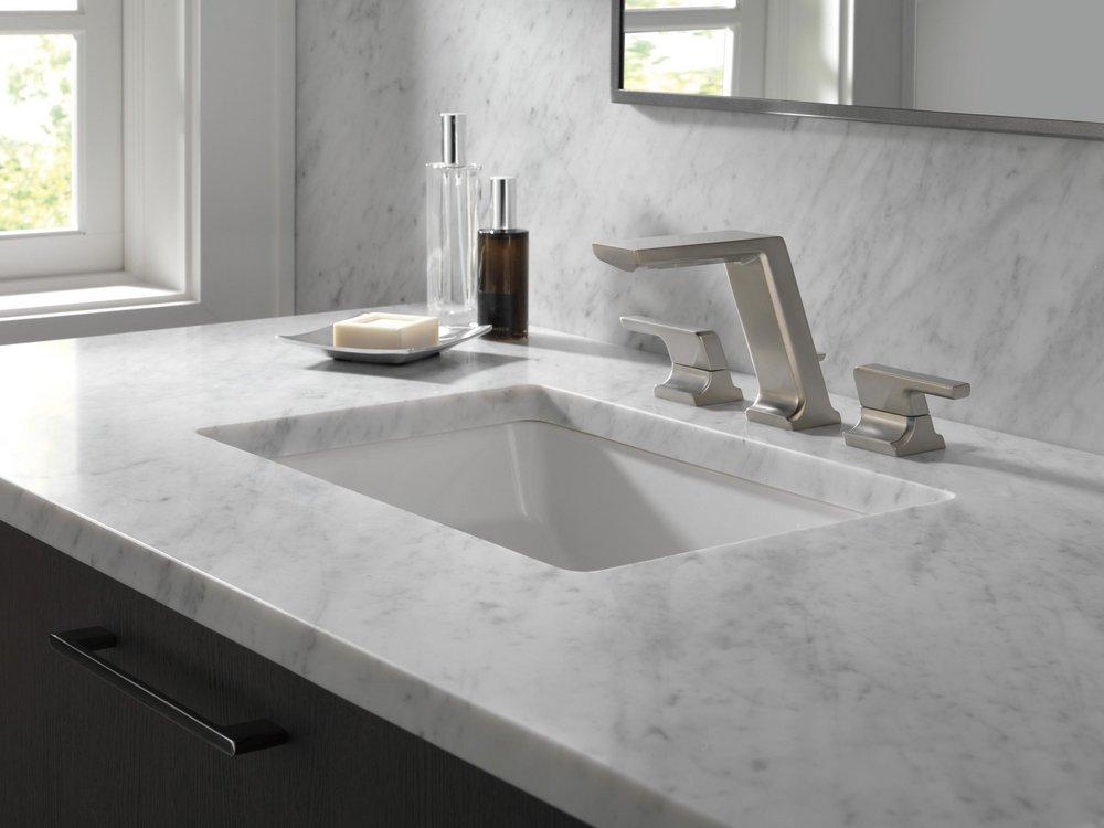 Two Handle Widespread Bathroom Sink Faucet in Lumicoat&reg; Stainless 