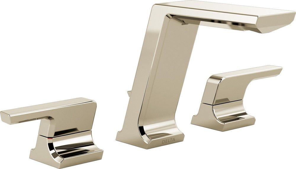 Two Handle Widespread Bathroom Sink Faucet in Lumicoat Polished Nickel 