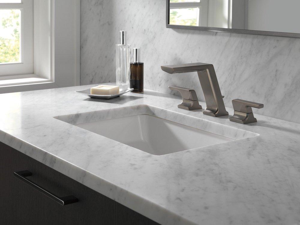 Two Handle Widespread Bathroom Sink Faucet in Lumicoat Black Stainless 