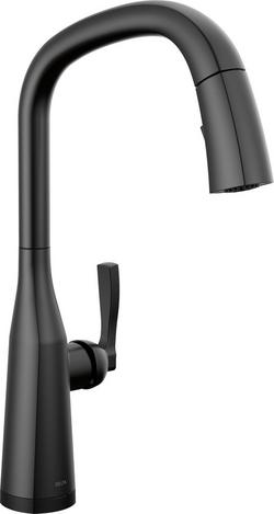 Single Handle Pull Down Kitchen Faucet in Matte Black