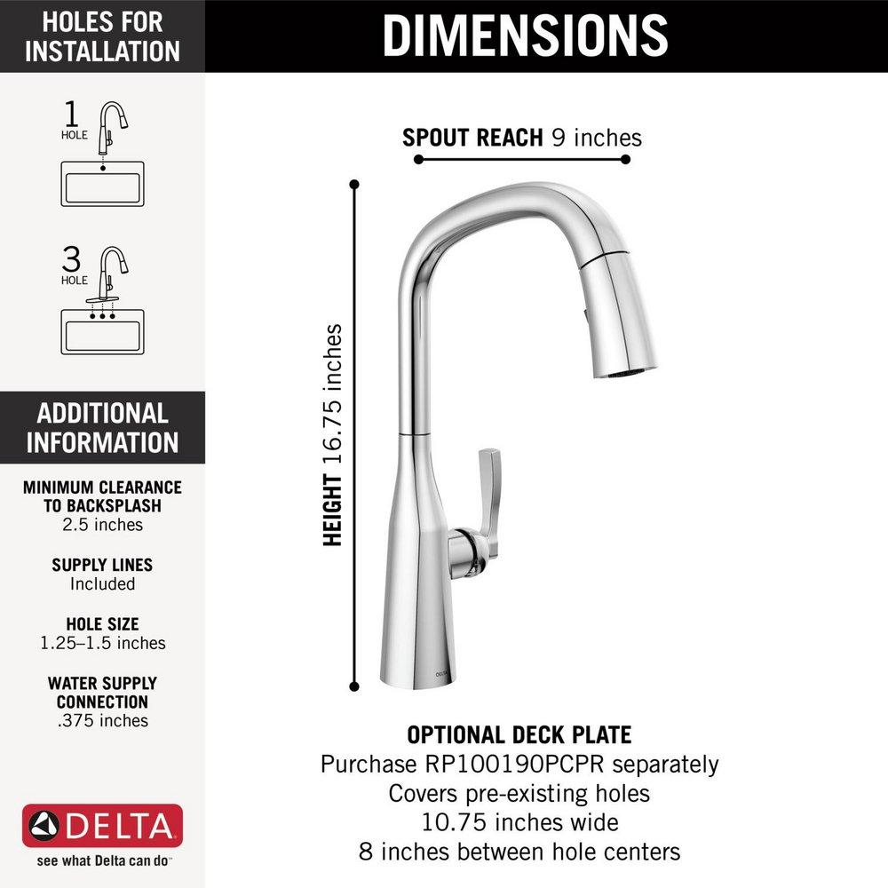 Delta Faucet Lumicoat Chrome Single Handle Pull Down Kitchen Faucet 