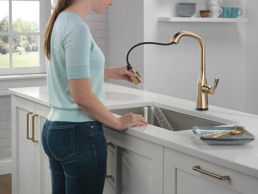 Delta Faucet Lumicoat Champagne Bronze Single Handle Pull Down Kitchen Faucet 