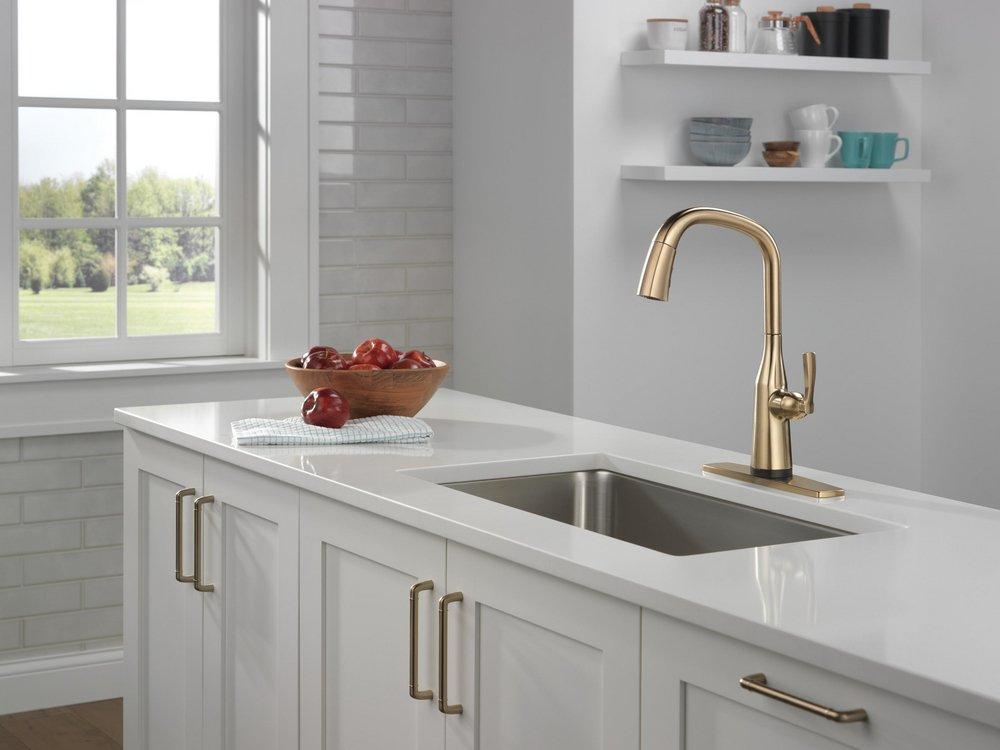 Delta Faucet Lumicoat Champagne Bronze Single Handle Pull Down Kitchen Faucet 