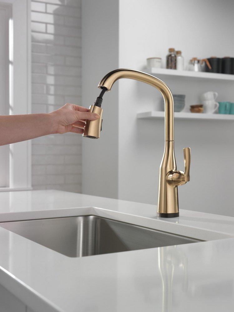 Delta Faucet Lumicoat Champagne Bronze Single Handle Pull Down Kitchen Faucet 