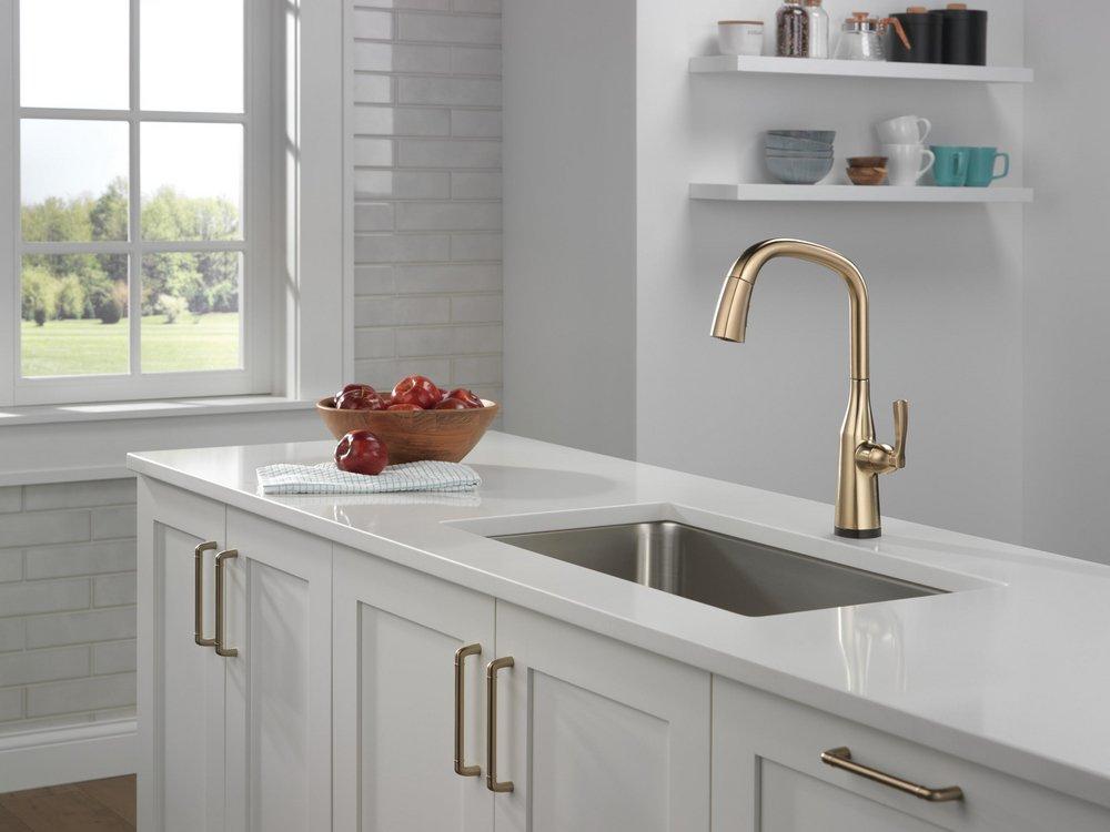 Delta Faucet Lumicoat Champagne Bronze Single Handle Pull Down Kitchen Faucet 