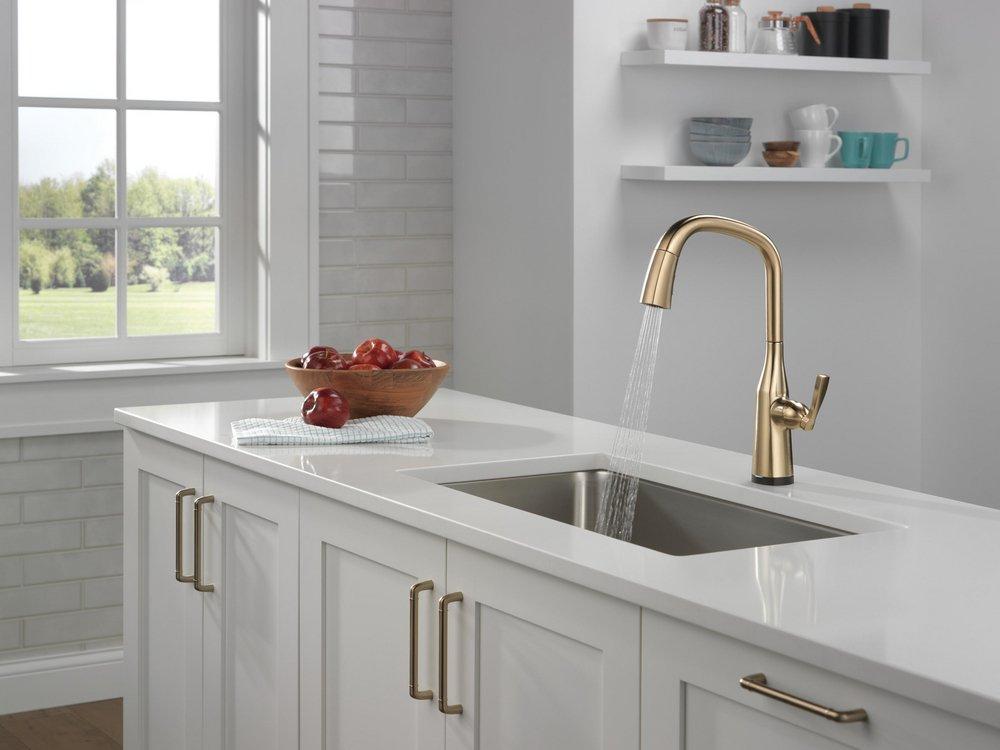 Delta Faucet Lumicoat Champagne Bronze Single Handle Pull Down Kitchen Faucet 