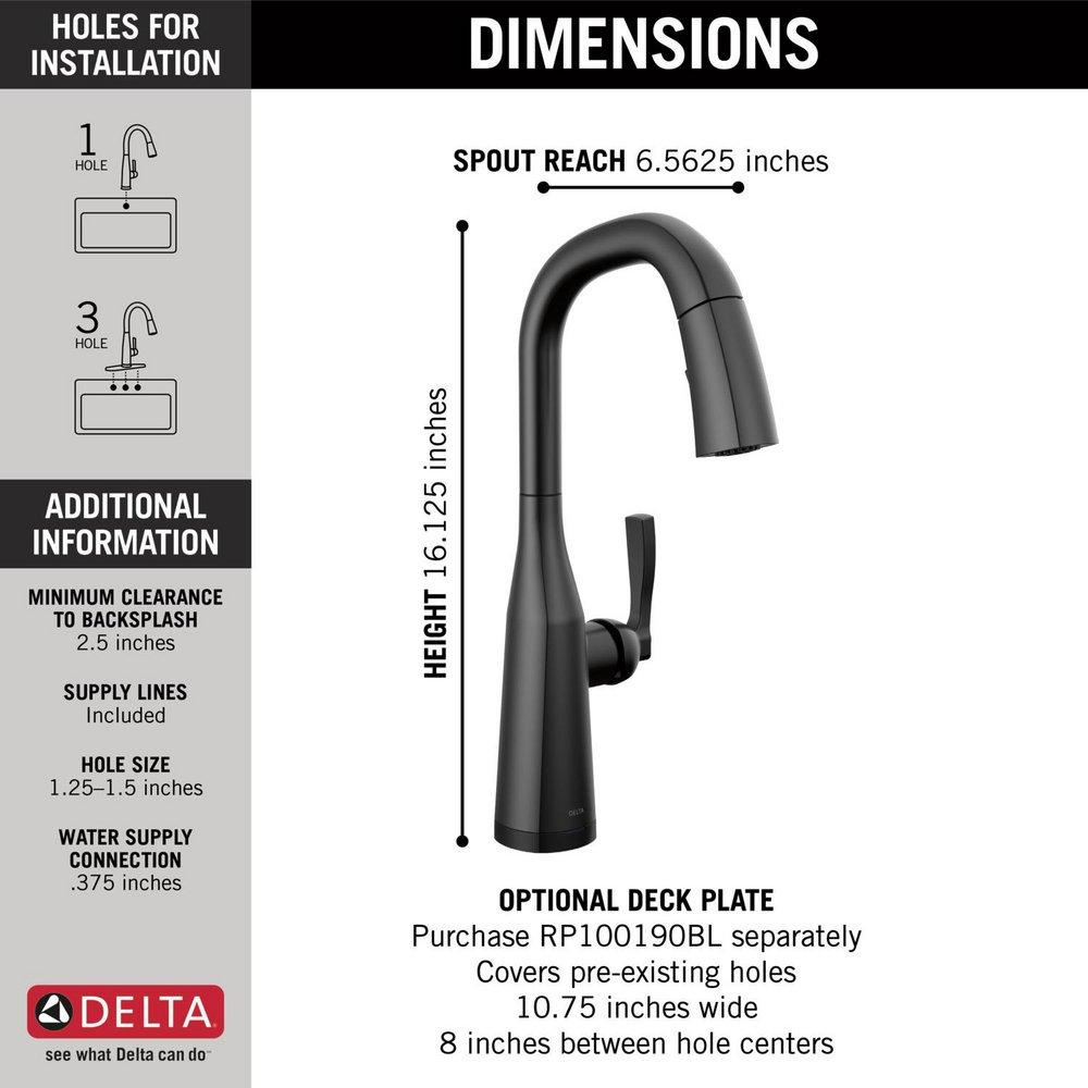 CCY LF 1.8 GPM STRYKE SINGLE HANDLE PULL DOWN BAR/PREP FAUCET WITH TOUCH 2O TECHNOLOGY MABL MATTE BLACK 