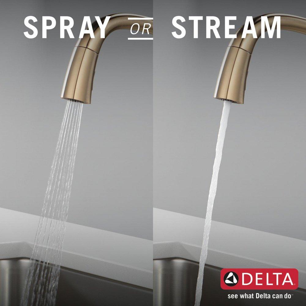 Single Handle Pull Down Kitchen Faucet in Champagne Bronze 