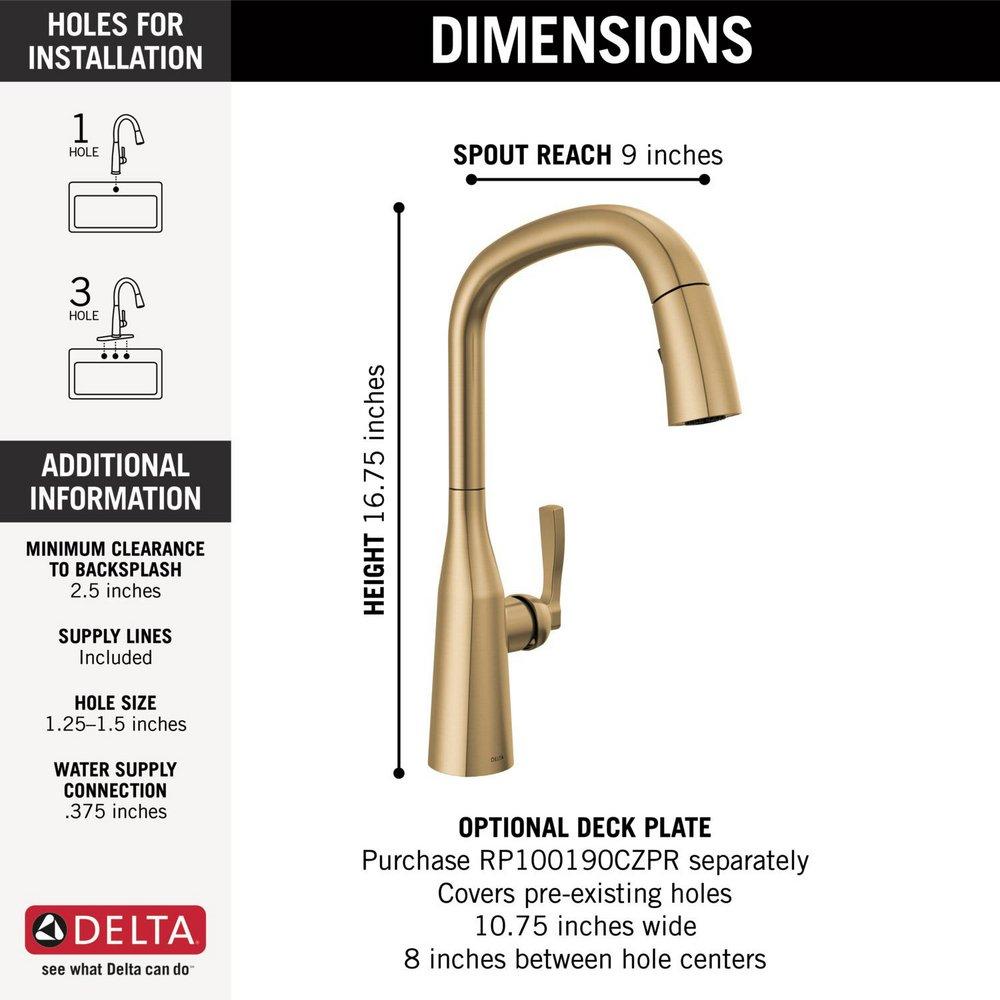 Single Handle Pull Down Kitchen Faucet in Champagne Bronze 