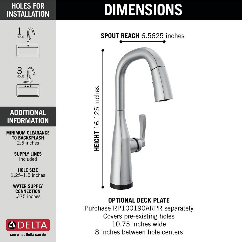 Delta Faucet Lumicoat Arctic Stainless Single Handle Pull-down Bar Faucet 