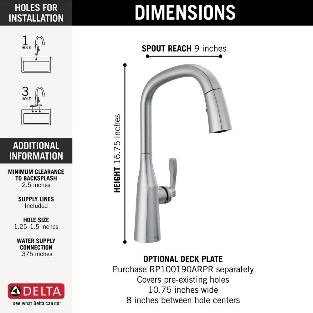 Single Handle Pull Down Kitchen Faucet in Lumicoat&reg; Arctic Stainless 