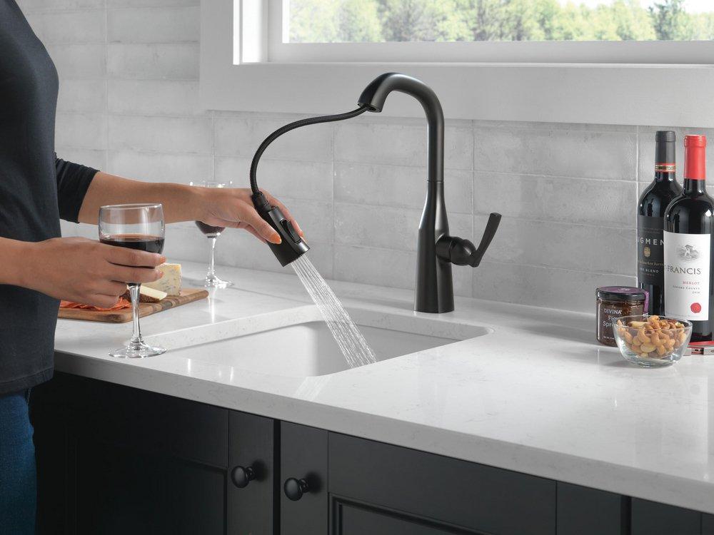 Single Handle Pull Down Bar Faucet in Lumicoat® Champagne Bronze 