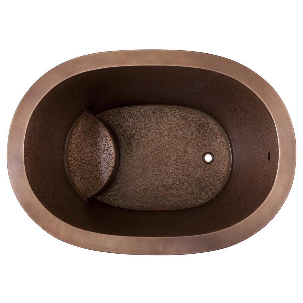 Signature Hardware Antique Copper Patina 48 x 33-1/2 in. Freestanding Bathtub with End Drain 