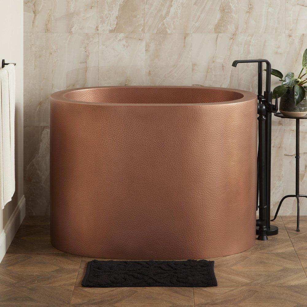 Signature Hardware Antique Copper Patina 48 x 33-1/2 in. Freestanding Bathtub with End Drain 