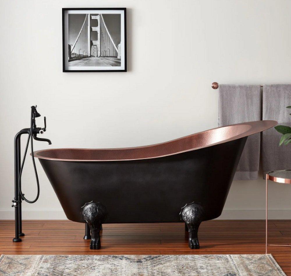 Signature Hardware Black 72 x 36 in. Freestanding Bathtub 
