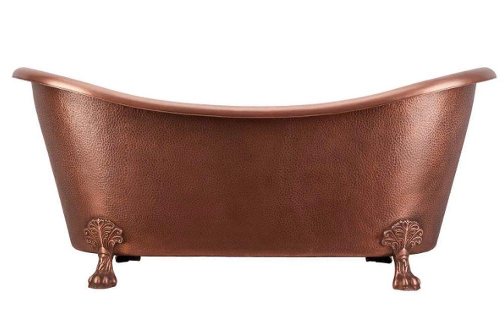 Signature Hardware Antique Copper Patina 72 x 32 in. Freestanding Bathtub with Center Drain 