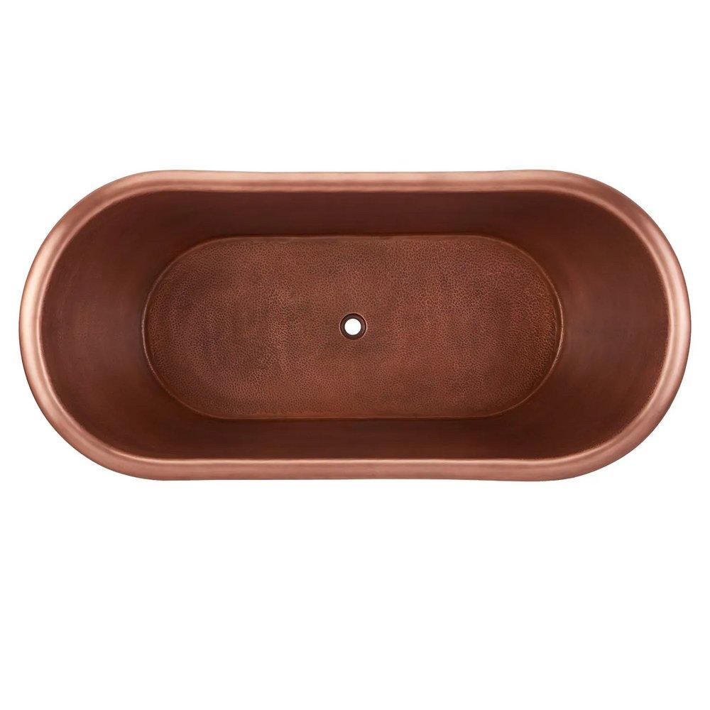 Signature Hardware Antique Copper Patina 72 x 32 in. Freestanding Bathtub with Center Drain 