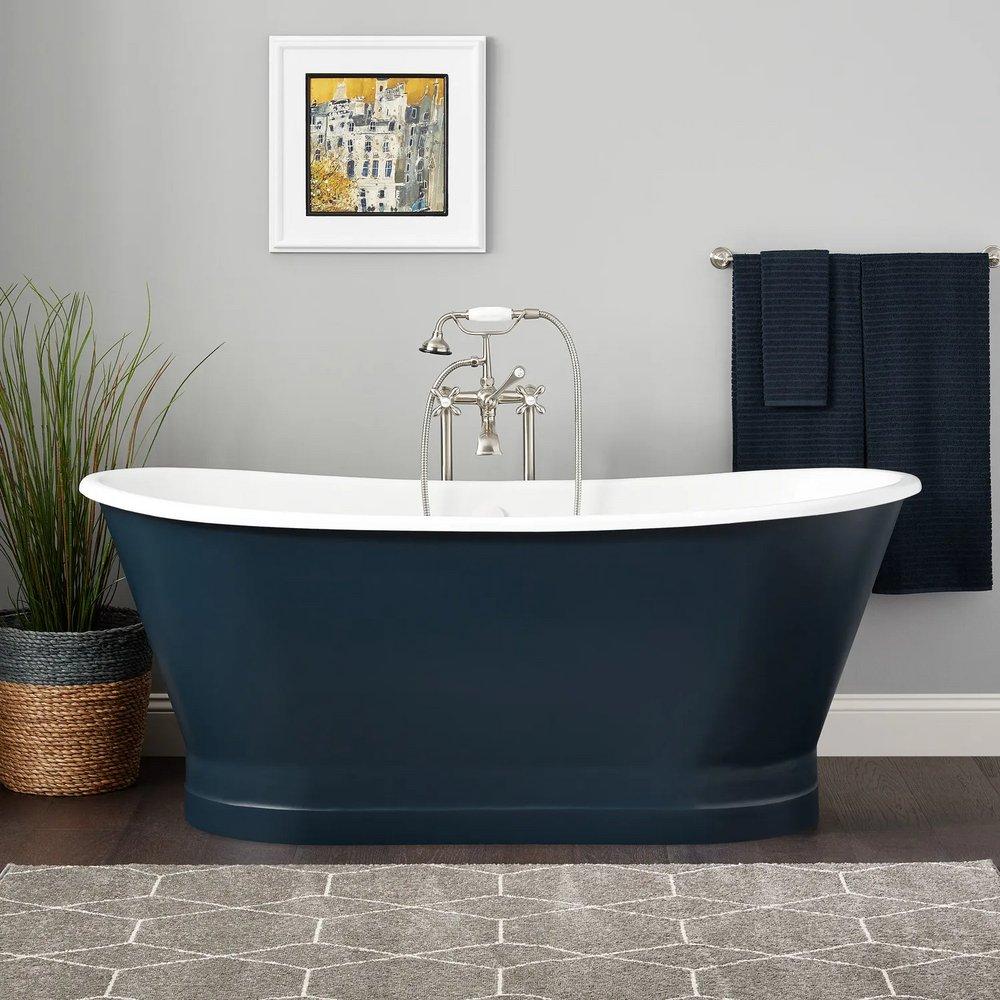 Signature Hardware Antique Copper Patina 59 x 31 in. Freestanding Bathtub Center 