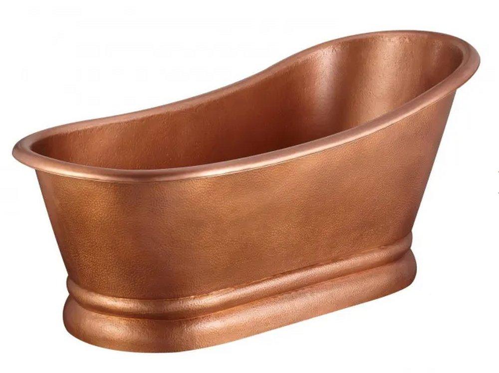 Signature Hardware Antique Copper Patina 59 x 31 in. Freestanding Bathtub Center 