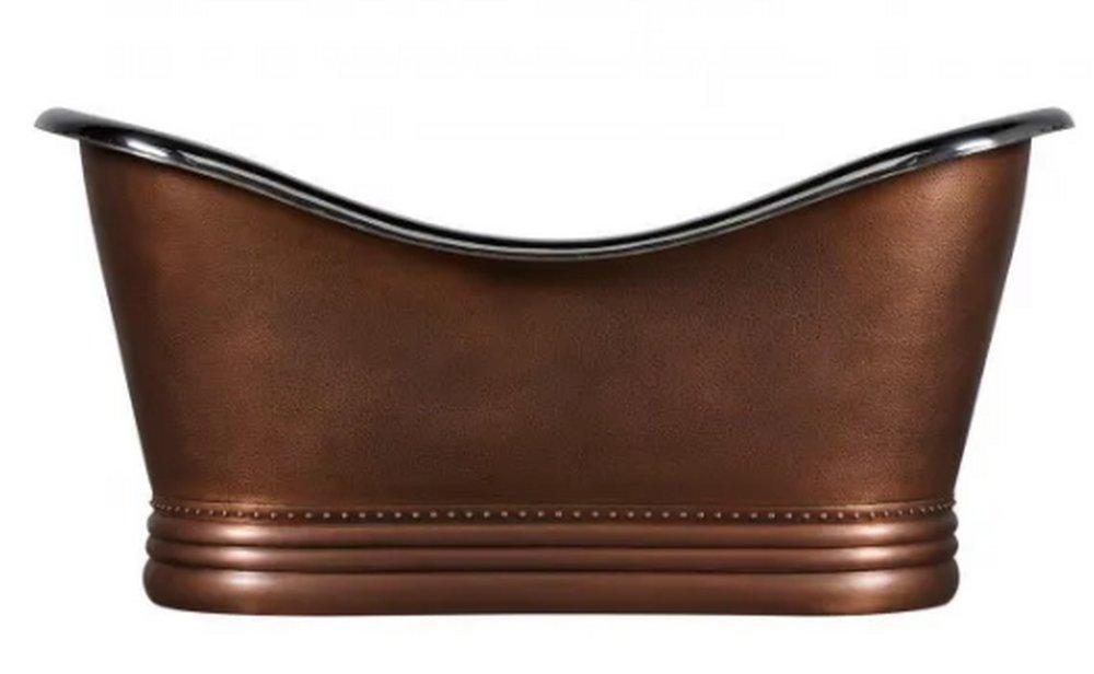Signature Hardware Antique Copper Patina 66 x 31 in. Freestanding Bathtub with Center Drain 