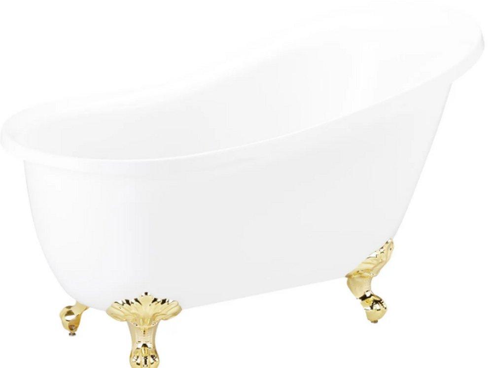 Signature Hardware White 61-1/2 x 29-3/4 in. Freestanding Bathtub with End Drain in White 