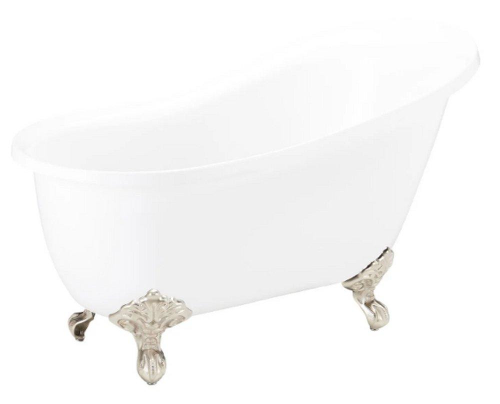 Signature Hardware White 51 x 26 in. Freestanding Bathtub with End Drain in White 