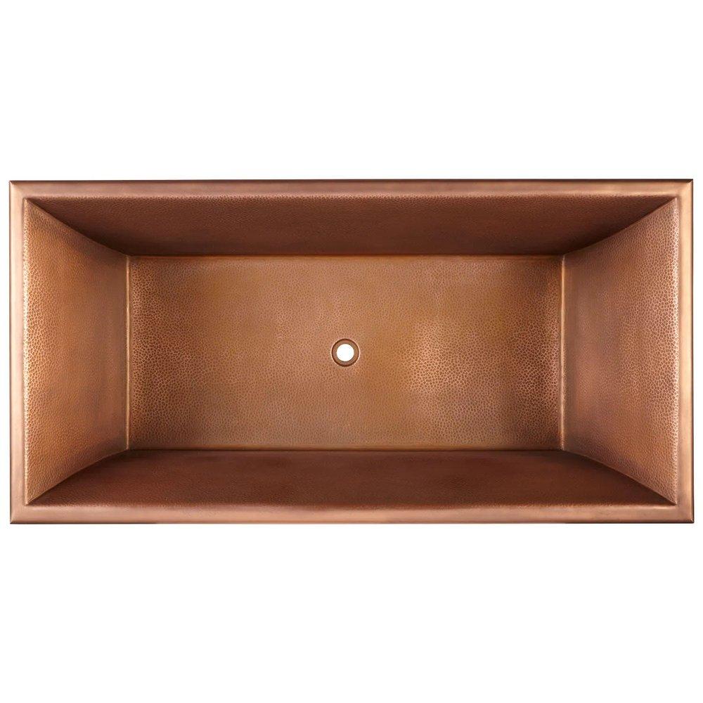 Signature Hardware Antique Copper Patina 66-1/4 x 33-1/2 in. Freestanding Bathtub with Center Drain 