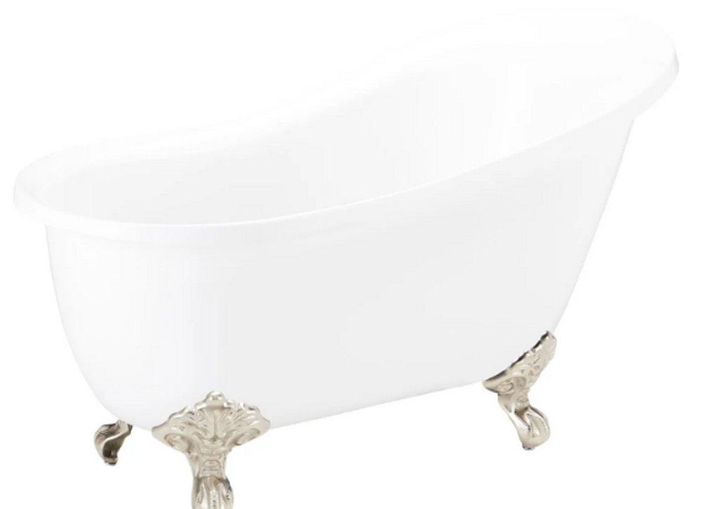 Signature Hardware White 55 x 27 in. Freestanding Bathtub with End Drain in White 