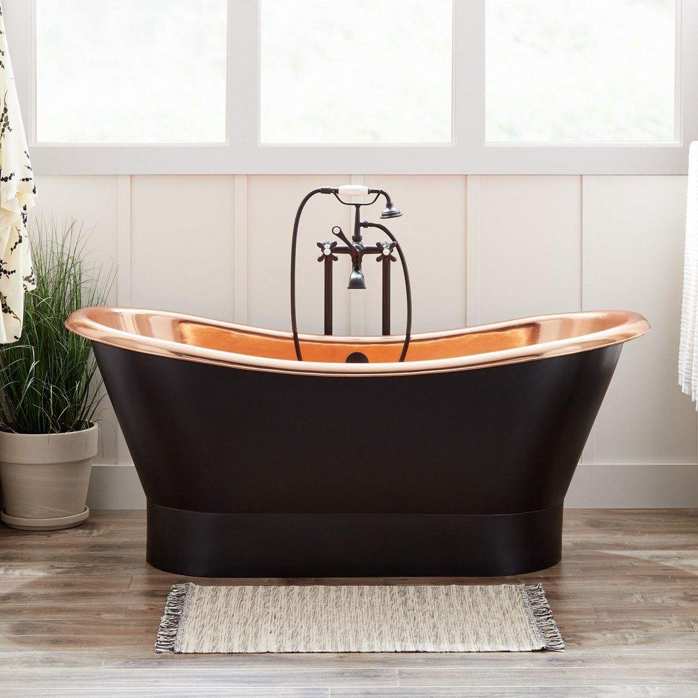 Signature Hardware Antique Black 70 x 30 in. Freestanding Bathtub with Offset Drain 