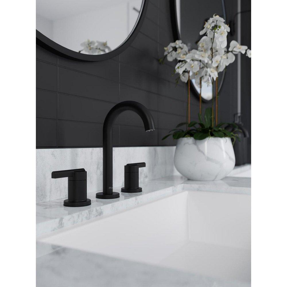 Pfister Matte Black Two Handle Widespread Bathroom Sink Faucet 