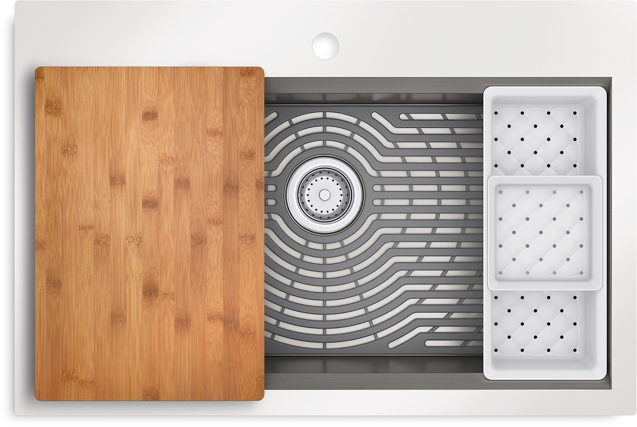 KOHLER Stainless Steel 33 x 22 in. Stainless Steel Single Bowl Drop-in and Undermount Kitchen Sink 