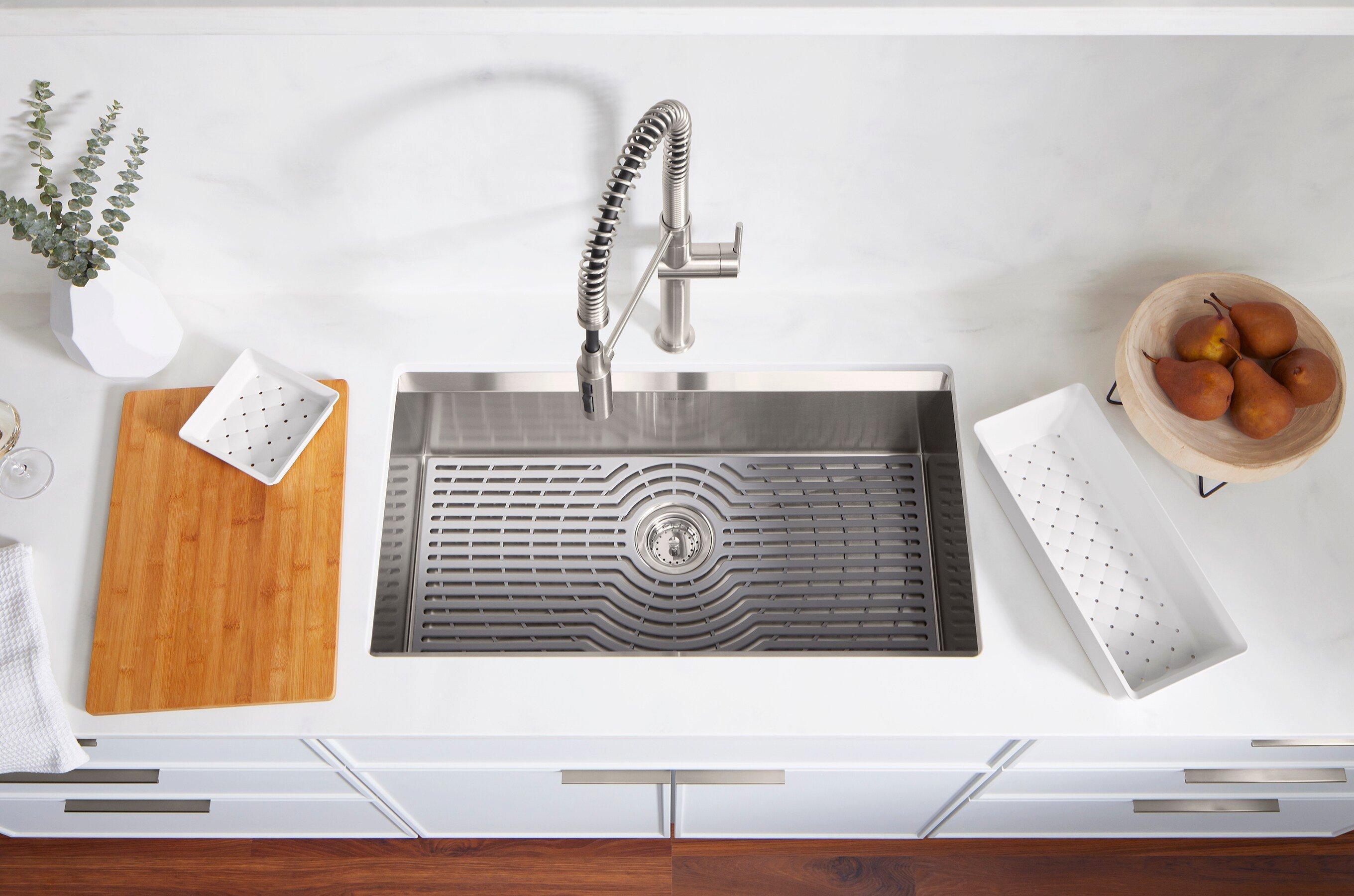 KOHLER Stainless Steel 33 x 22 in. Stainless Steel Single Bowl Drop-in and Undermount Kitchen Sink 