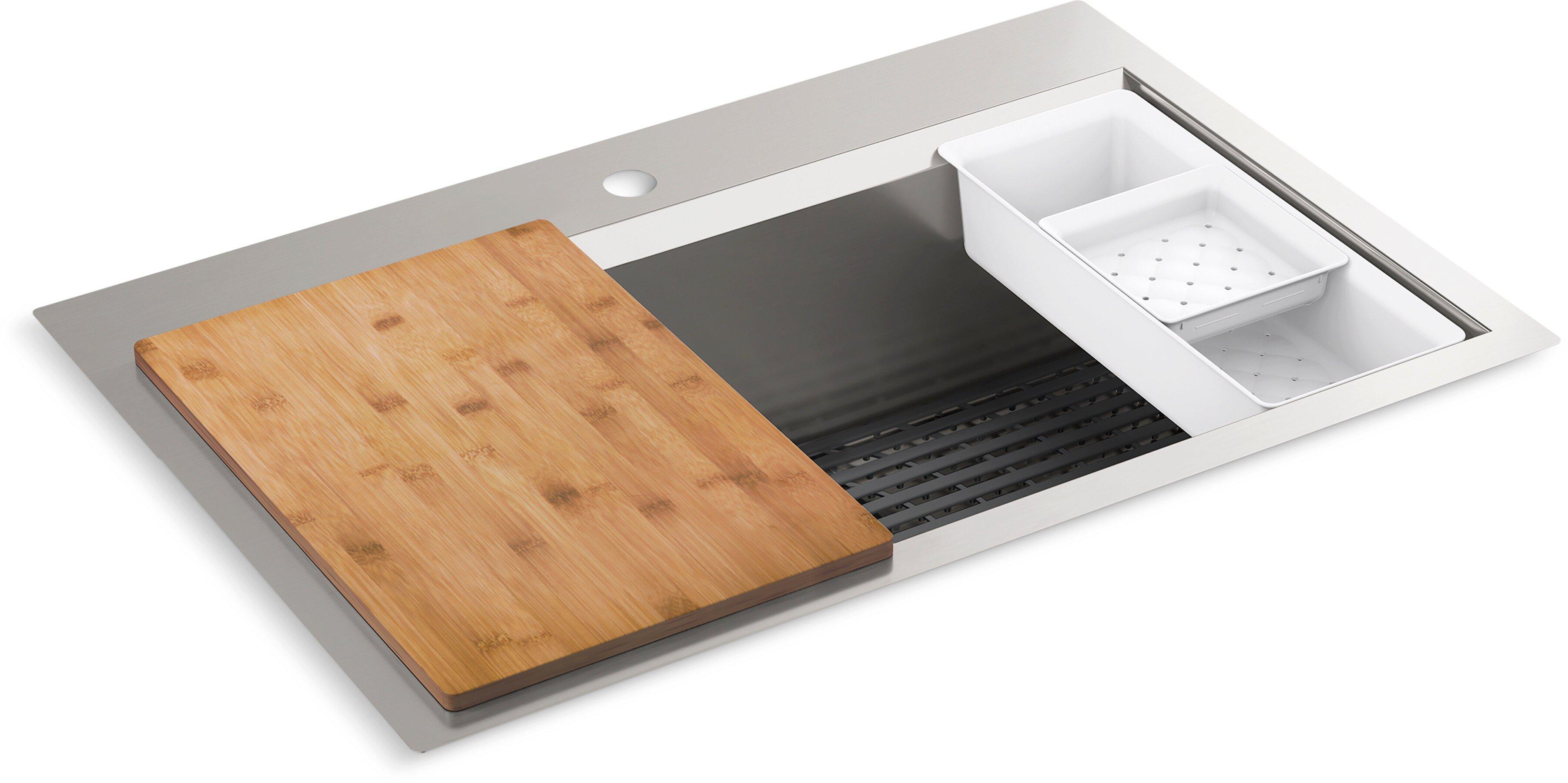 KOHLER Stainless Steel 33 x 22 in. Stainless Steel Single Bowl Drop-in and Undermount Kitchen Sink 