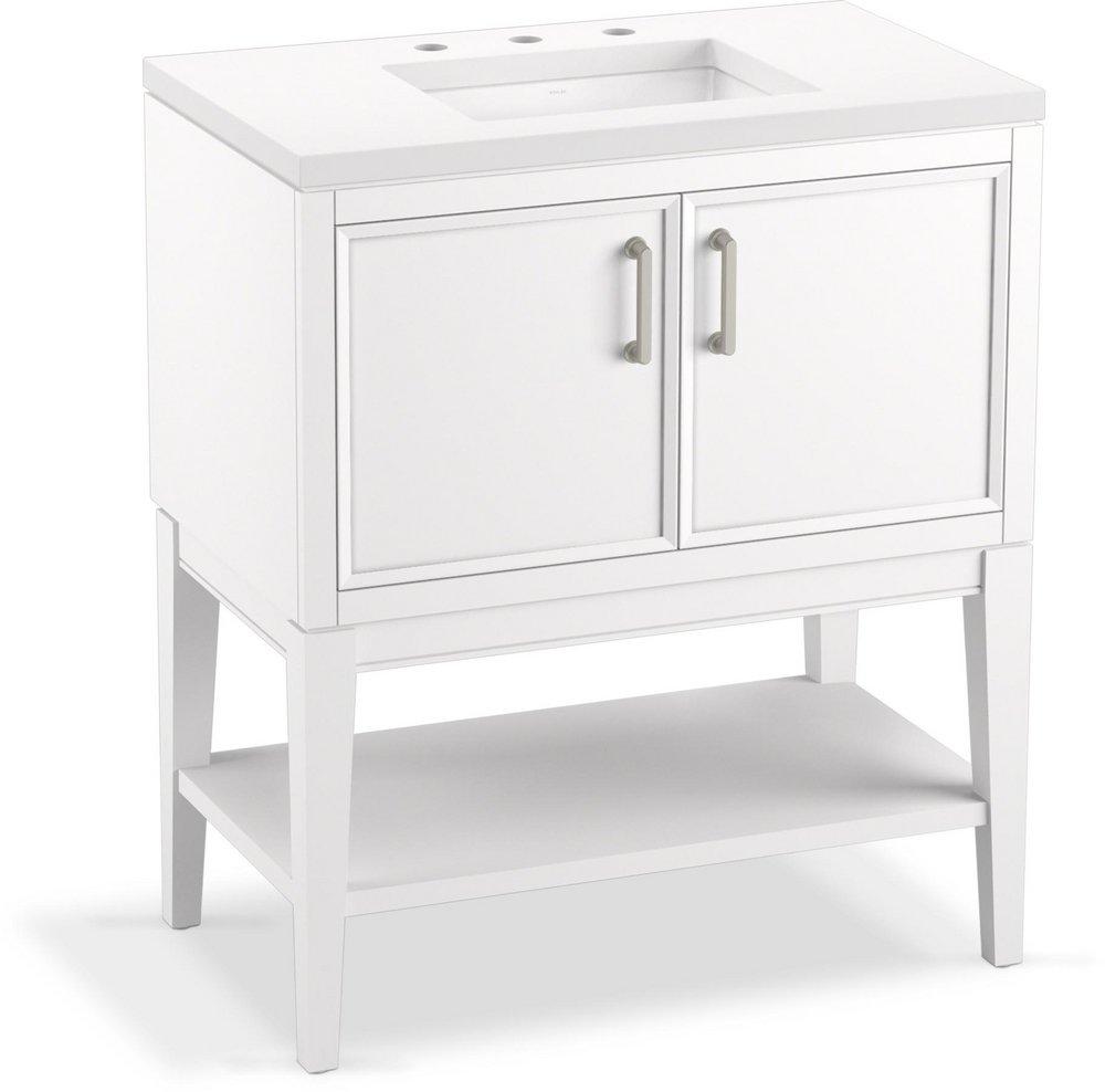 30-1/8 in. Floor Mount Vanity in White 