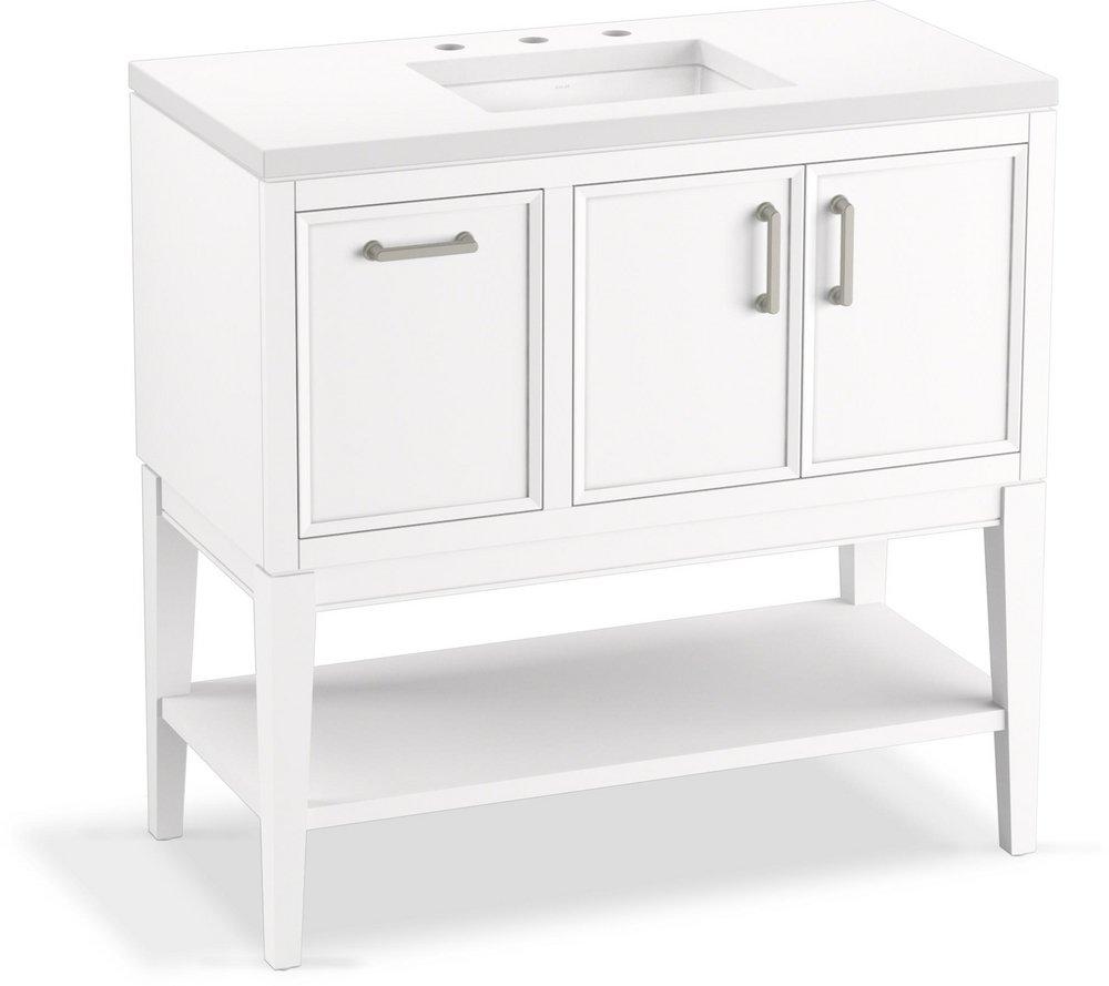 36-1/16 in. Floor Mount Vanity in White 