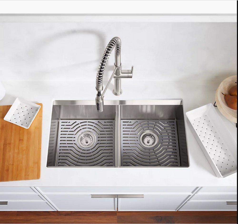 KOHLER 33 x 22 in. 1-Hole Double Bowl Drop-in and Undermount Kitchen Sink 
