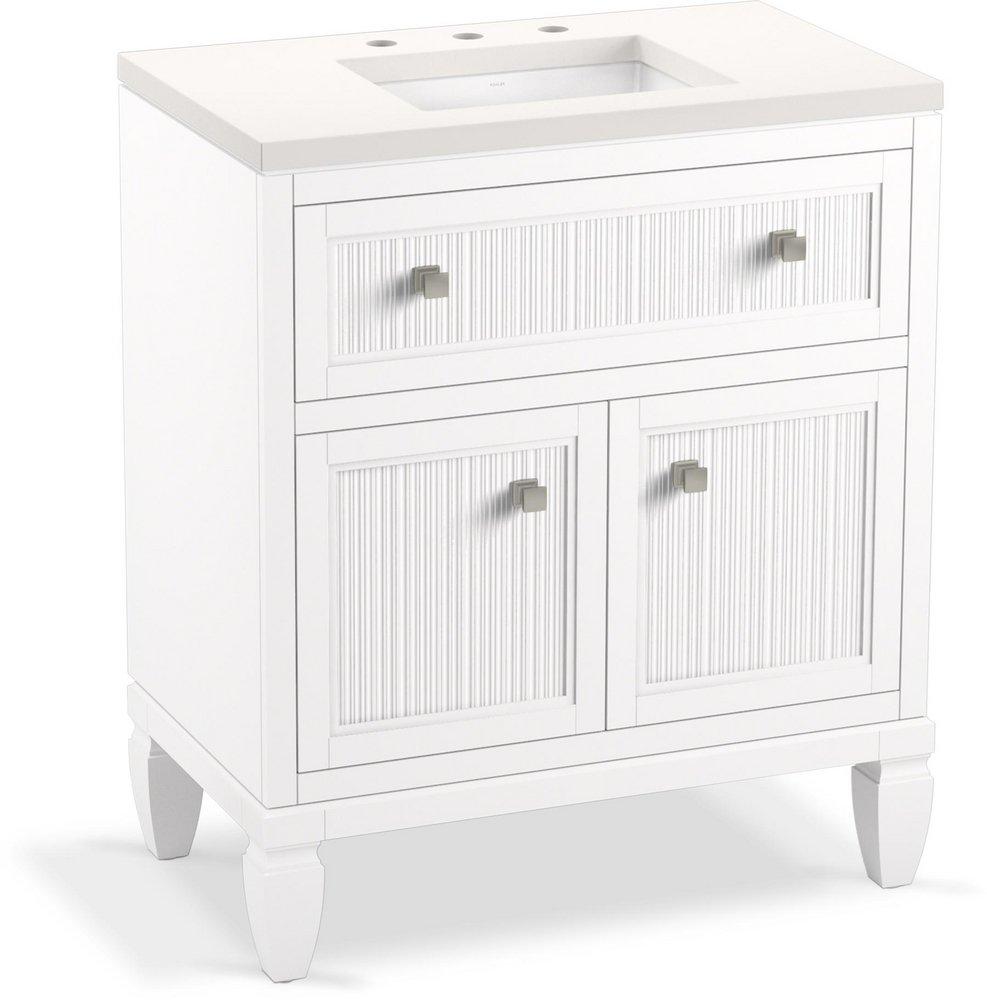 30-9/16 in. Floor Mount Vanity in White 