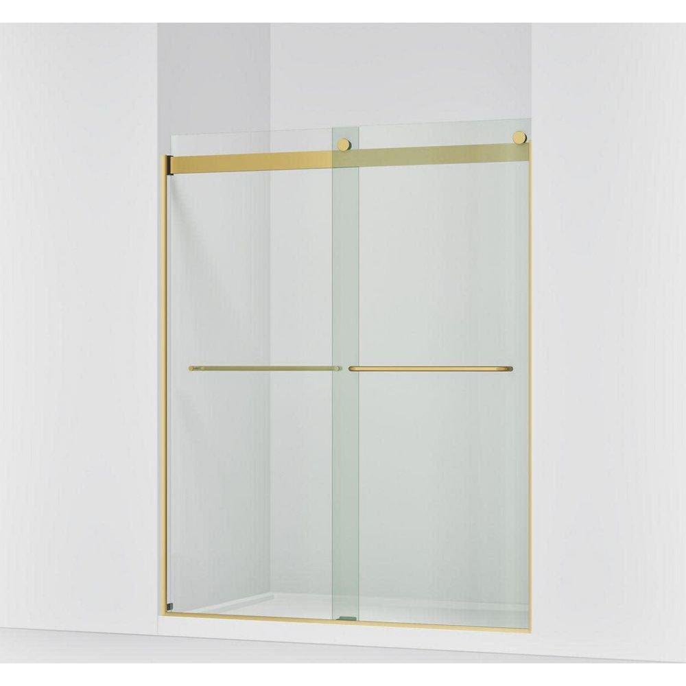 KOHLER Vibrant Brushed Moderne Brass 74 x 59-5/8 in. Frameless Bypass Shower Door 