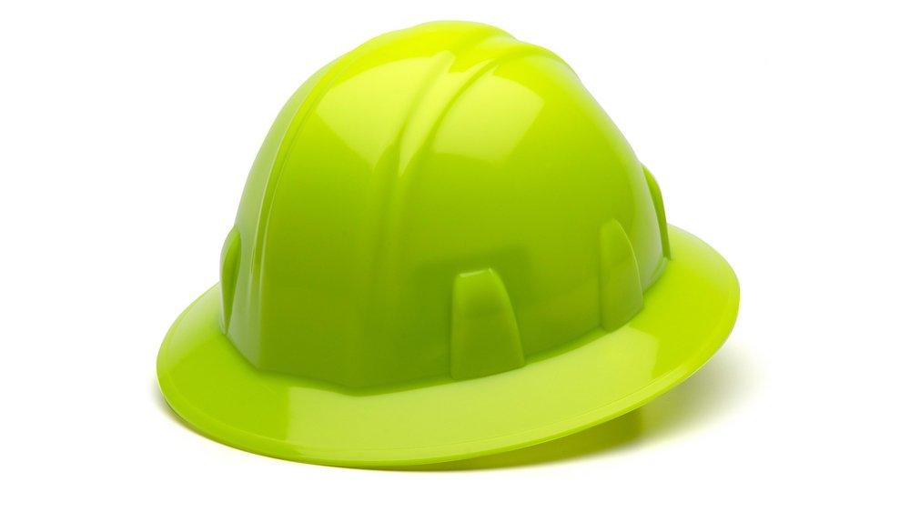 Full Brim Hard Hat in Hi-Vis Green 
